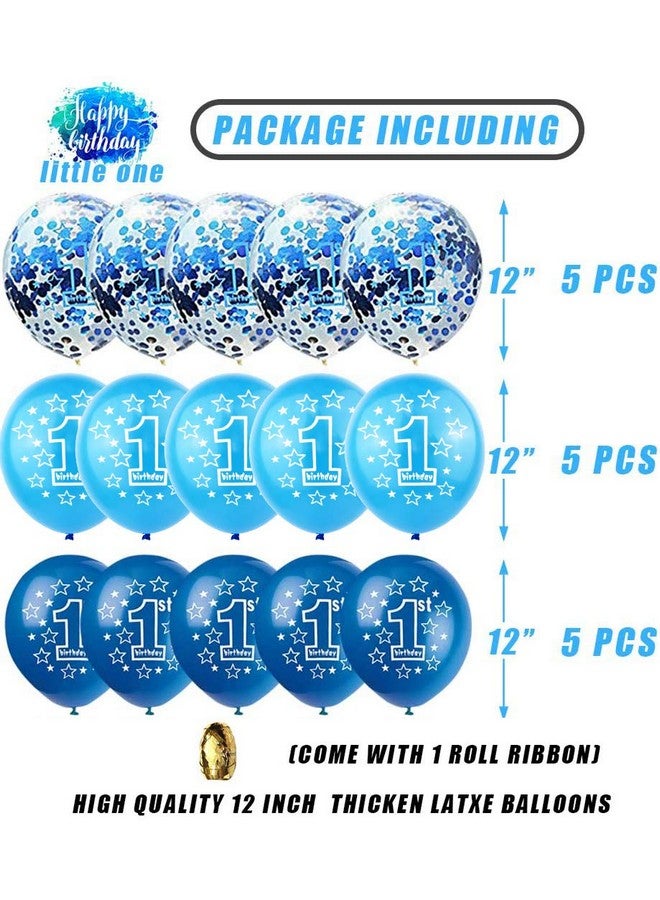BEISHIDA 1St Boy Happy Birthday Confetti Balloonsfirst Birthday Decorations 12 Inch Large Navy Blue Latex Helium Balloons Perfect For Baby 1St Birthday Party Supplies(Pack Of 15) - Image 2