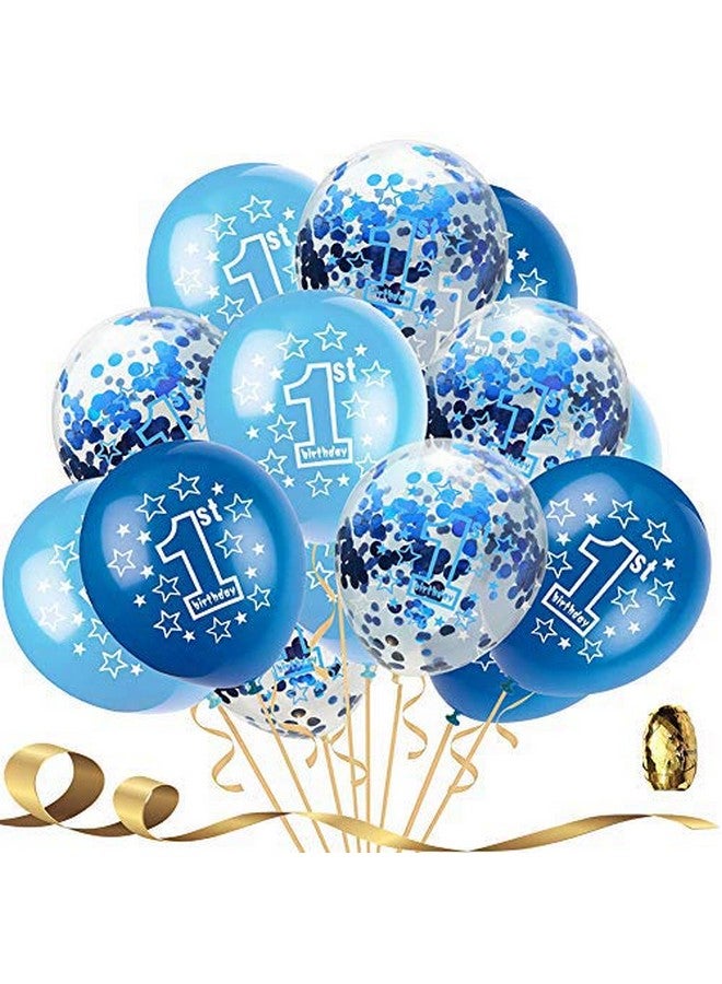 BEISHIDA 1St Boy Happy Birthday Confetti Balloonsfirst Birthday Decorations 12 Inch Large Navy Blue Latex Helium Balloons Perfect For Baby 1St Birthday Party Supplies(Pack Of 15) - Image 1