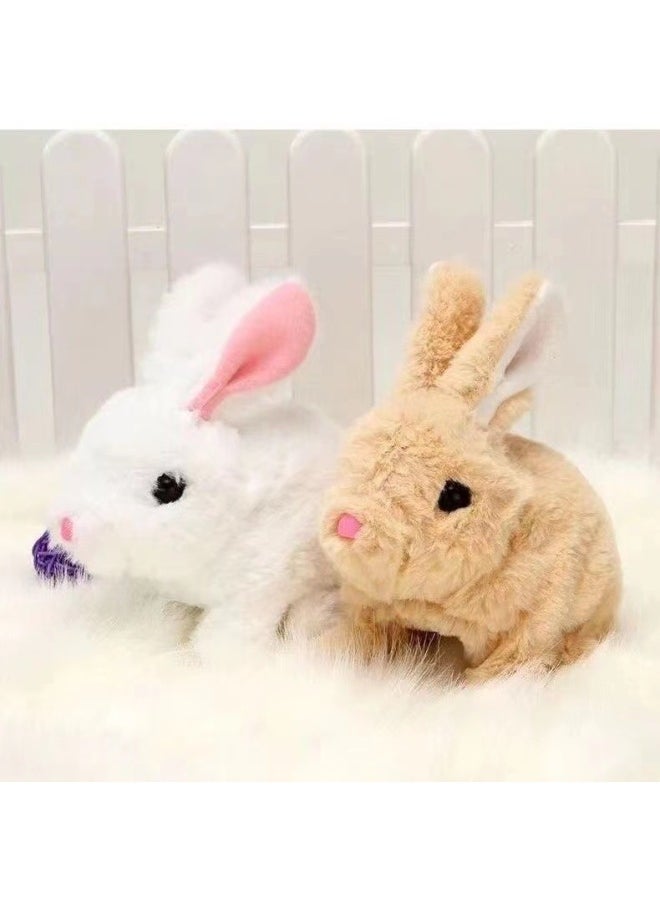 Little Rabbit Stuffed Toy Girl Electric Doll Doll Walking And Calling Little White Rabbit Children's Birthday Gift Style-Color:Electric Plush [little Rabbit] Gray With Battery  - Image 3