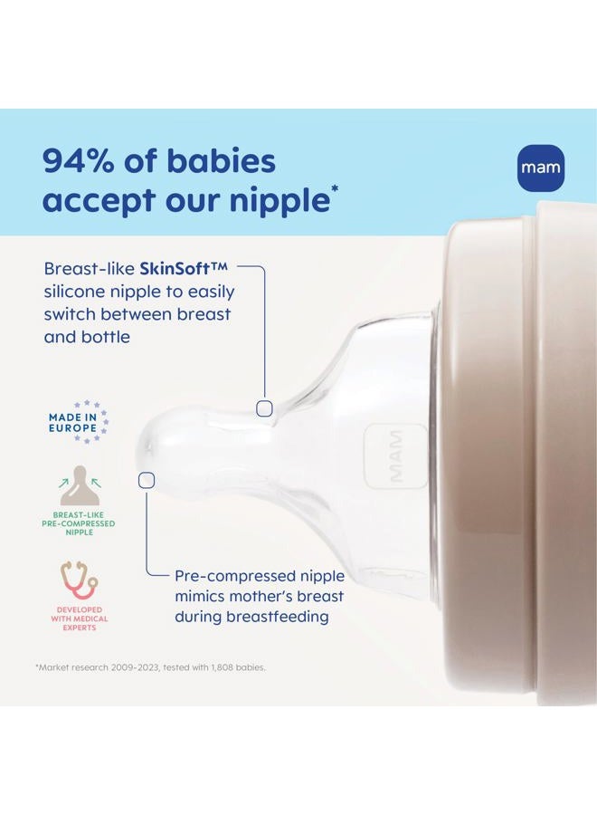 MAM Easy Start Anti-Colic Baby Bottle, Slow Flow, Breastfeeding-Like Silicone Bottle, Reduces Colic, Gas, & Reflux, Easy-to-Clean, BPA-Free, Vented Baby Bottles for Newborns, 0-3 Months - Image 4