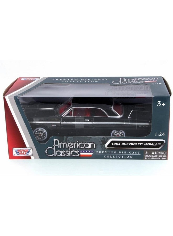 Motor Max New 1:24 W/B American Classics Collection Black 1964 Chevrolet Impala Hardtop Diecast Model Car - Image 3