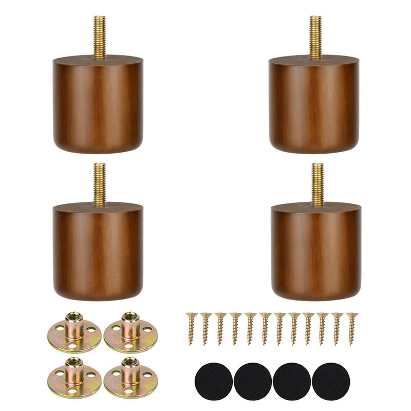 Maricome 2 Inch Wood Furniture Feet Set of 4 Predrilled M8 Bolt Mini Small Replacement Legs for Ottoman Dresser Chair Short Solid Column Modern - Image 2