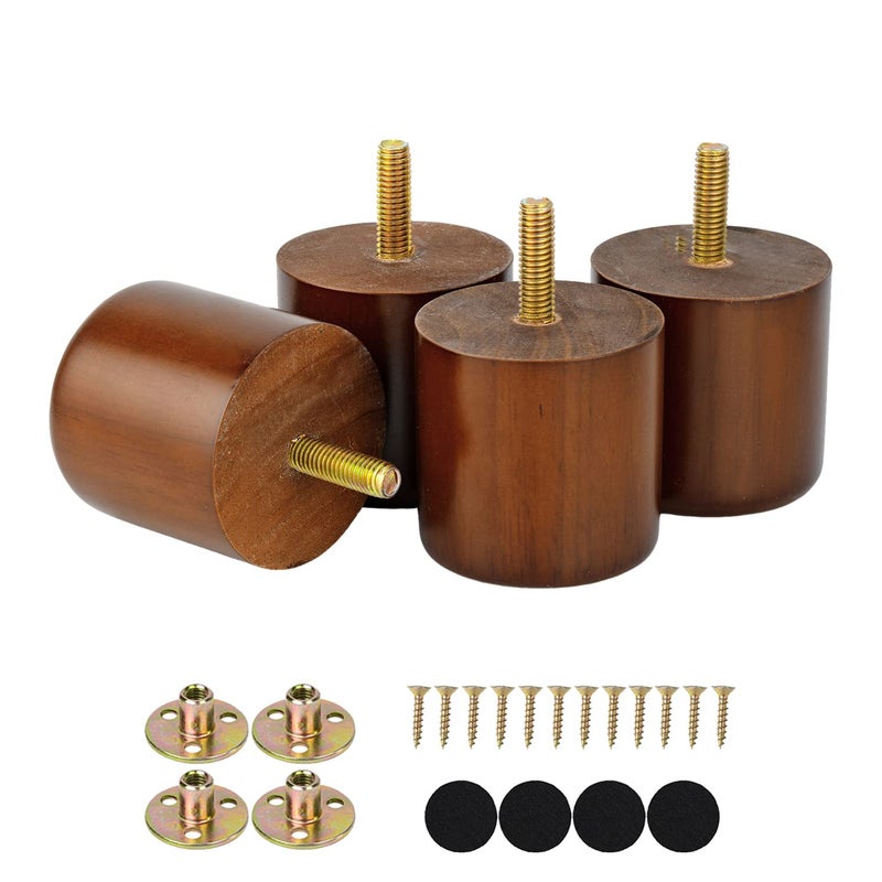 Maricome 2 Inch Wood Furniture Feet Set of 4 Predrilled M8 Bolt Mini Small Replacement Legs for Ottoman Dresser Chair Short Solid Column Modern - Image 1