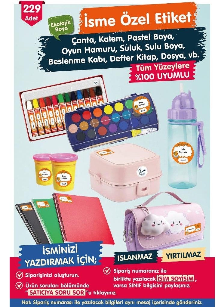 Tuğset Etiket - Tuğset Label School Label Barbie Pen Notebook Label Custom Name Label Set - Name ETIKETI-T579-OE76 - Image 1