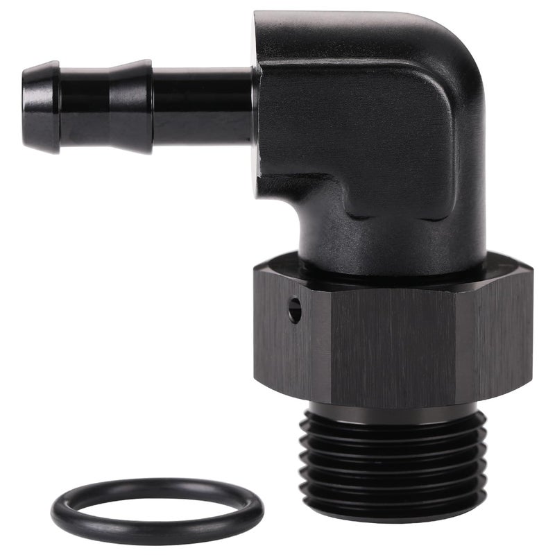 Podavelle 8AN 8 ORB Male to 516 Hose Barb 90 Degree Fitting Adapter Aluminum Black - Image 2