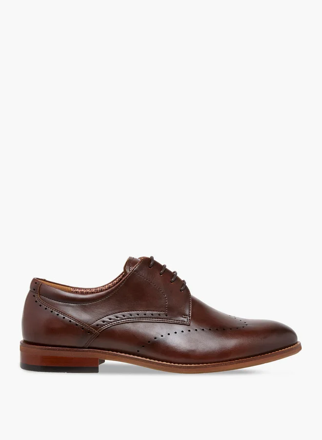 DUCHINI Men's Cutout Detail Lace-Up Derby Shoes