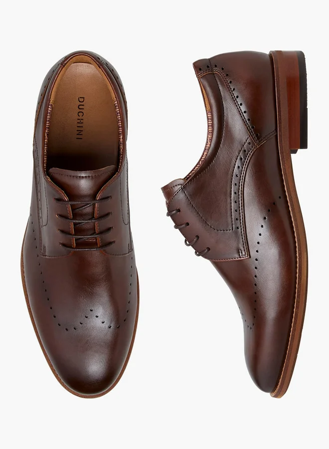 DUCHINI Men's Cutout Detail Lace-Up Derby Shoes
