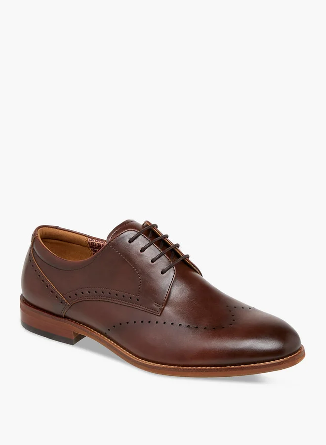DUCHINI Men's Cutout Detail Lace-Up Derby Shoes