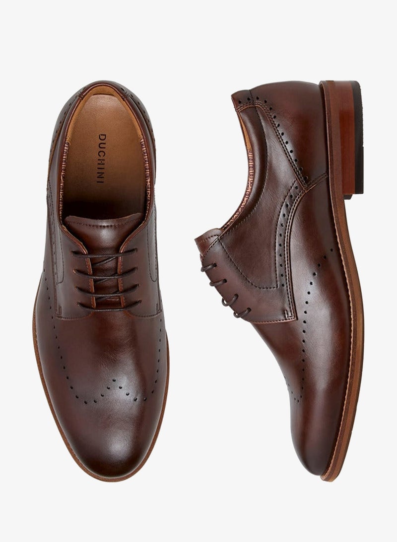 DUCHINI Men's Cutout Detail Lace-Up Derby Shoes - Image 3