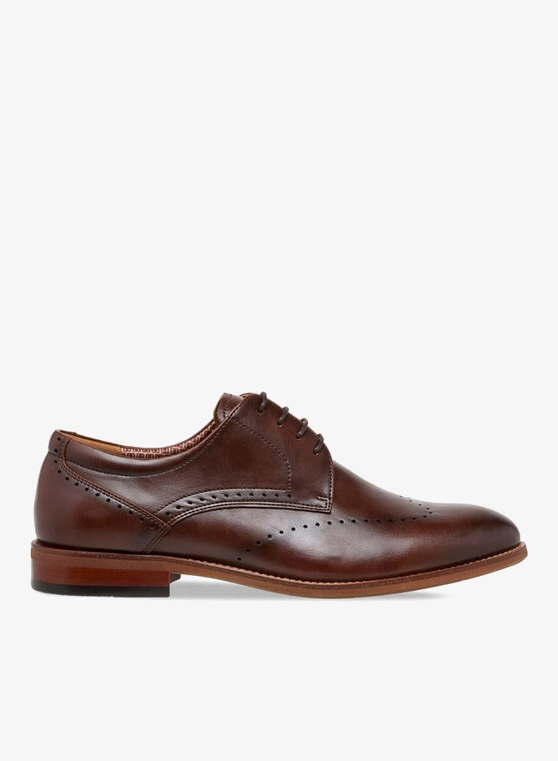 DUCHINI Men's Cutout Detail Lace-Up Derby Shoes - Image 1