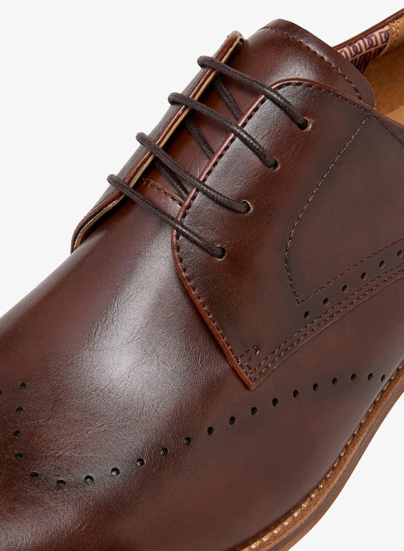 DUCHINI Men's Cutout Detail Lace-Up Derby Shoes - Image 4