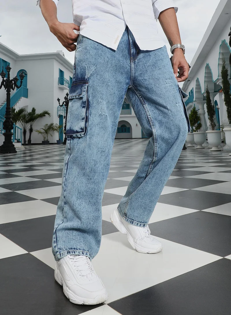 كامبوس سوترا جينز دينم رجالي كامبس سوترا أزرق داكن بتصميم عملي خفيف التآكل | بخصر متوسط، قصة مستقيمة، إغلاق بأزرار، قصة مريحة | دنيم سادة | جينز قطني للاستخدام الكاجوال