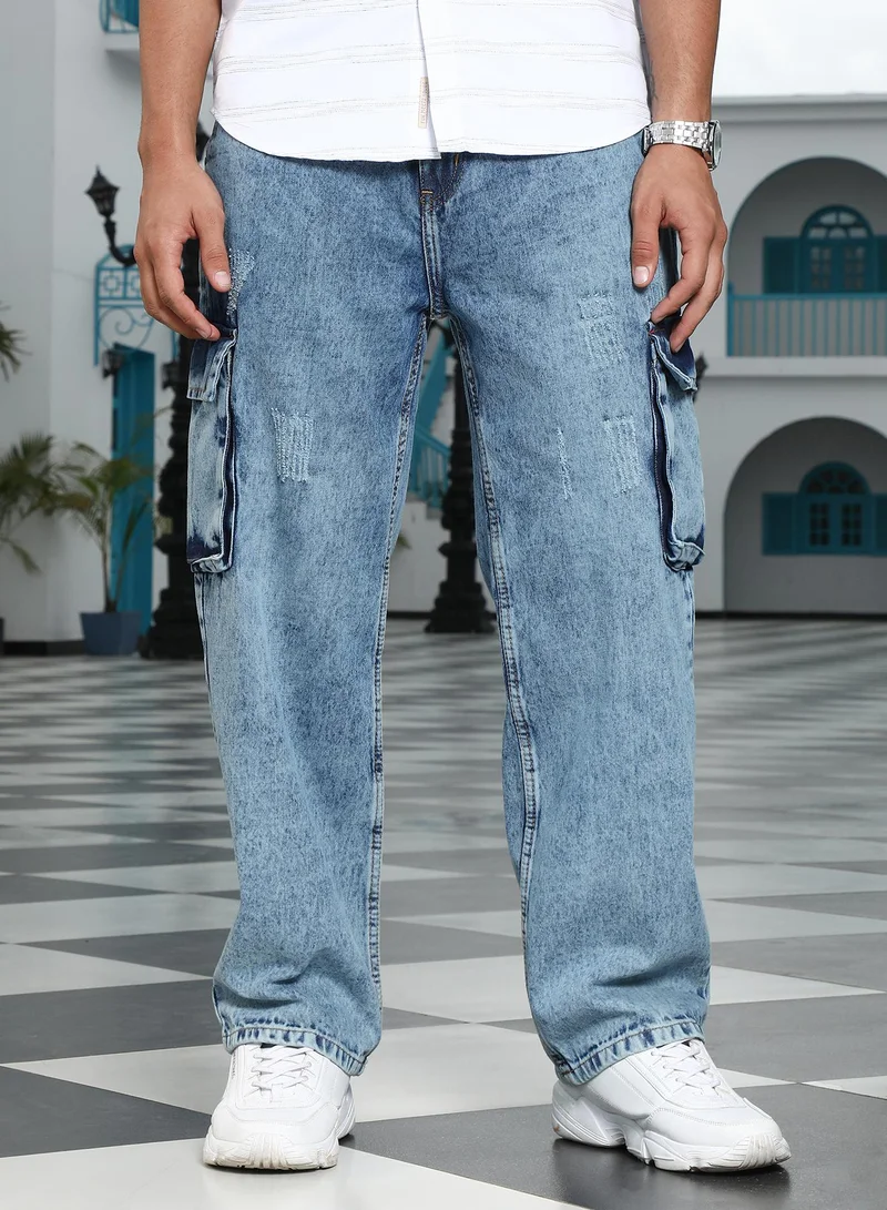 كامبوس سوترا جينز دينم رجالي كامبس سوترا أزرق داكن بتصميم عملي خفيف التآكل | بخصر متوسط، قصة مستقيمة، إغلاق بأزرار، قصة مريحة | دنيم سادة | جينز قطني للاستخدام الكاجوال