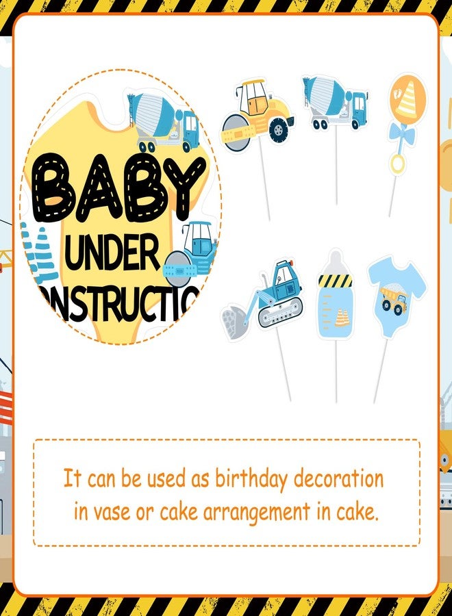 Balterever Orange Blue Construction Cupcake Toppers Under Construction Baby Shower Decorations for Boys Dump Truck Baby Shower Decorations for Dump Truck Baby Shower Party Supplies - Image 5