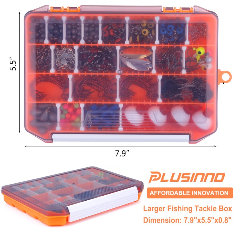 PLUSINNO Fishing Accessories Kit, 263pcs Fishing Tackle Kit with Tackle Box Including Weights Sinkers, Jig Hooks, Beads, Swivel Snap, Bobbers Float, Saltwater Freshwater Fishing Gear - Image 3