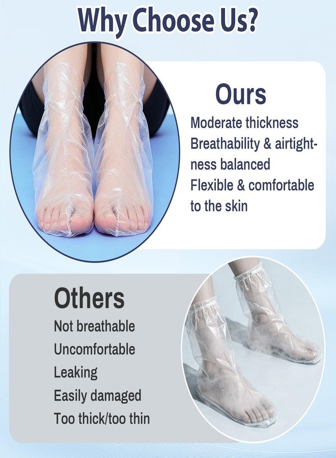 RAQEHO 200Pcs Plastic Foot Covers for Feet - Paraffin Bath Moisturizing Socks, Disposable Foot Gloves for Dry Cracked Heel Treatment Foot Care, Overnight Pedicure Bags Lotion Sock for Soften Feet - Image 4
