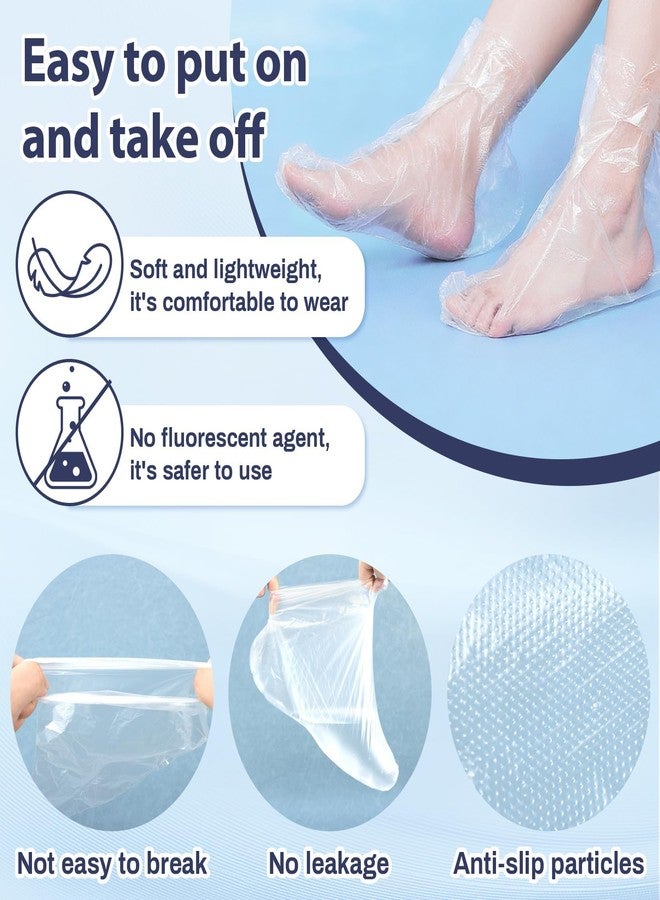 RAQEHO 200Pcs Plastic Foot Covers for Feet - Paraffin Bath Moisturizing Socks, Disposable Foot Gloves for Dry Cracked Heel Treatment Foot Care, Overnight Pedicure Bags Lotion Sock for Soften Feet - Image 3