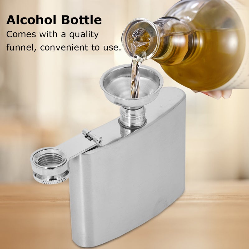 Stainless Steel Hip Flask: 18/8 Food Grade Rust-Proof Durable Pocket Size - Leak-Proof Seal With Funnel Portable Travel Flask for Outdoor Camping, Picnic, Fishing - Image 4