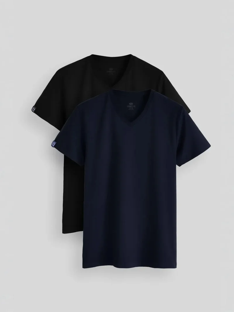 TOMMYLIFE TOMMY Men's Cotton Elastane V-Neck T-Shirt