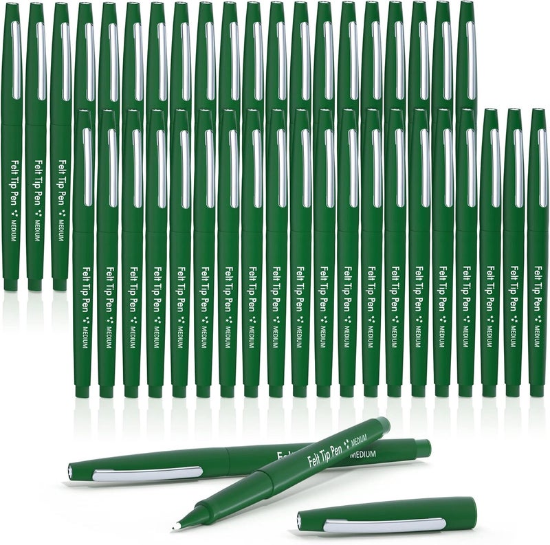 Lelix Felt Tip Pens, 40 Green Pack, 0.7mm Medium Point, Felt Tip Markers Pens for Journaling, Writing, Note Taking, Planner, Perfect for School Office and Art Supplies - Image 1