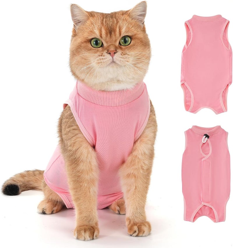Avont User friendly optimized build Cat Recovery Suit for Surgery, Breathable Anti-Licking Onesie for Kittens, Post-Operative Protective Bodysuit, Comfortable Alternative to E-Collar -Pink (M) Affordable trusted craftsmanship - Image 1