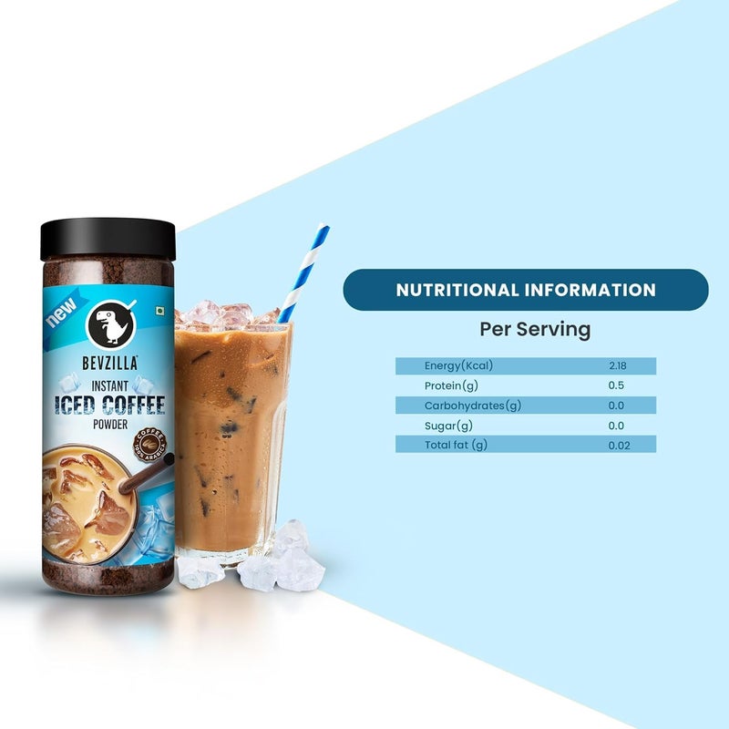Bevzilla 200 Gram Instant Iced Coffee Powder|Cold Coffee+10 Instant Coffee Cubes with Date Palm Jaggery, 5 Flavours, 100% Arabica, No Sugar, No Preservatives Best for Espresso, Latte & Cappuccino - Image 4