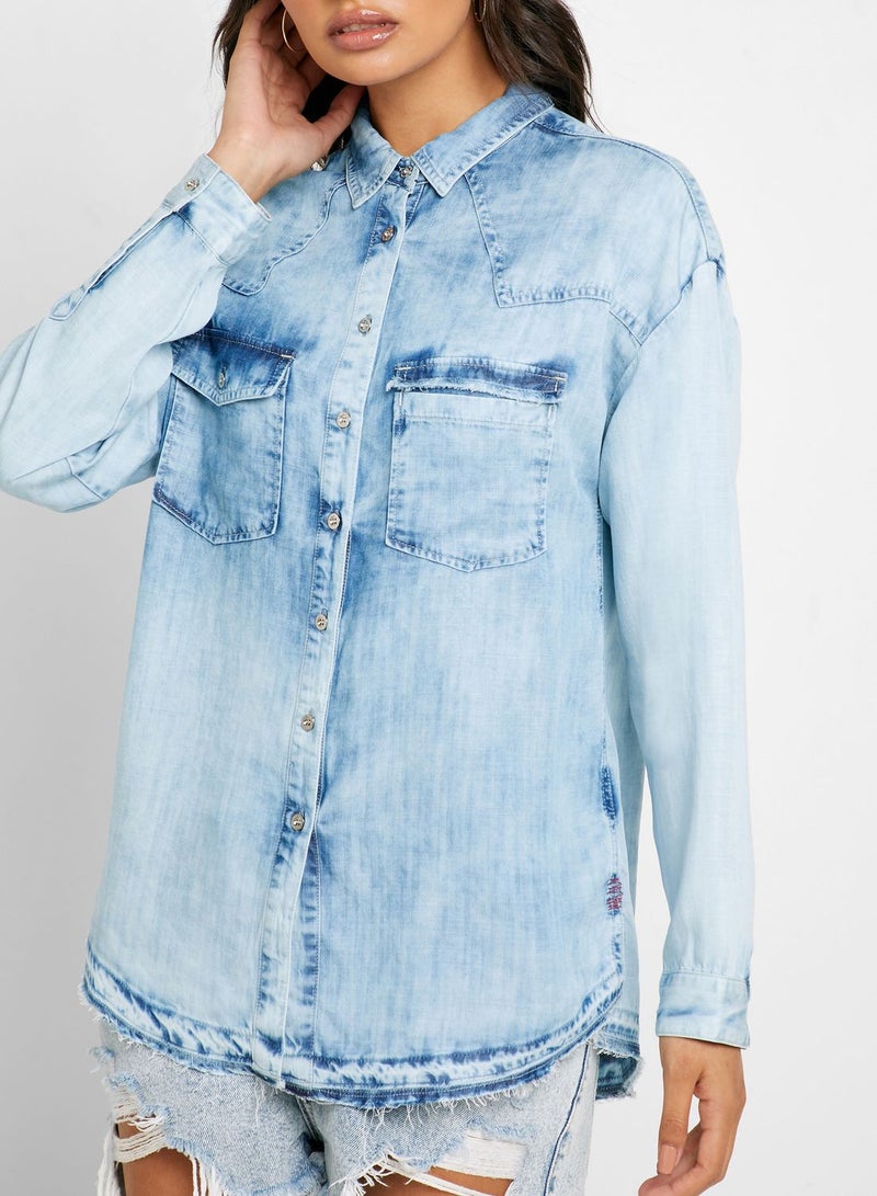 SALSA Tie Knot Denim Shirt - Image 3