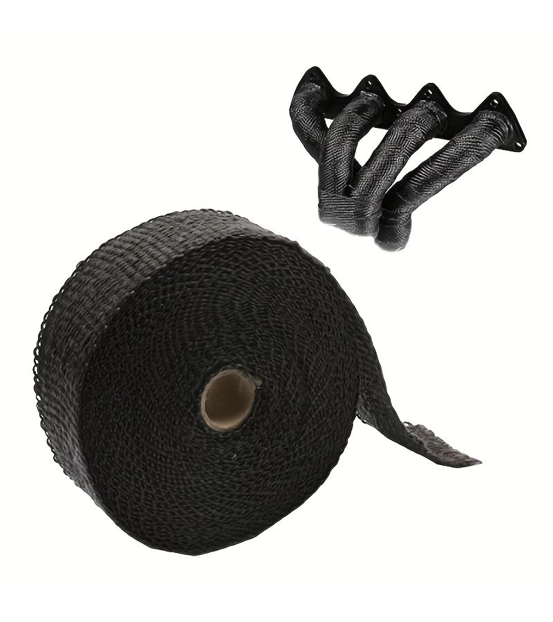 Pipe Insulation Tape Black 196.85 Inch Length 1.97 Inch Width Heat Resistant 1200 Degrees Celsius For Metal Exhaust Pipes Wrapping With 6 Piece Stainless Steel Cable Ties - Image 5