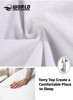 Eworld Waterproof Fitted Mattress Protector with Deep Pocket Featuring Absorbent Cotton Terry Surface, 200x200x30cm, 180x20x30cm, 160x200x30cm, 150x200x30cm, 120x200x30cm, 100x200x30cm  - Image 4