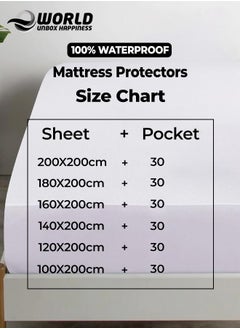 Eworld Waterproof Fitted Mattress Protector with Deep Pocket Featuring Absorbent Cotton Terry Surface, 200x200x30cm, 180x20x30cm, 160x200x30cm, 150x200x30cm, 120x200x30cm, 100x200x30cm  - Image 2