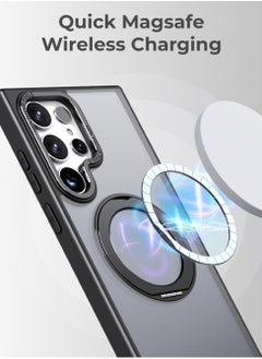 glassology Samsung Galaxy S24 Ultra Magnetic Protective Slim Case, 360° Ring Stand, MIL-Grade Protection, Anti Yellowing, iCrystal Tech, Black.  - Image 4