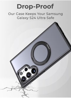 glassology Samsung Galaxy S24 Ultra Magnetic Protective Slim Case, 360° Ring Stand, MIL-Grade Protection, Anti Yellowing, iCrystal Tech, Black.  - Image 3
