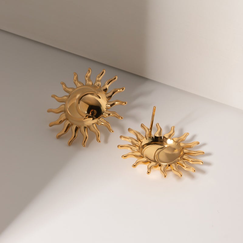 ofeankri INS New 18K Gold Stainless Steel Octagram Clip-On Earrings - Stylish and Unique Gift for Women - Image 3