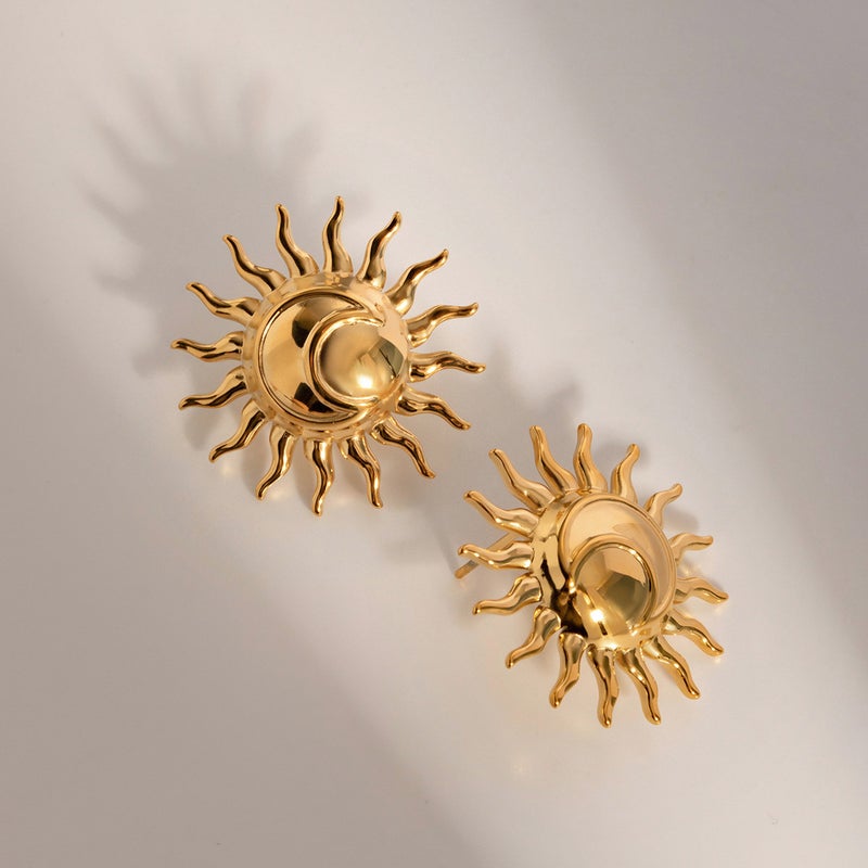 ofeankri INS New 18K Gold Stainless Steel Octagram Clip-On Earrings - Stylish and Unique Gift for Women - Image 1