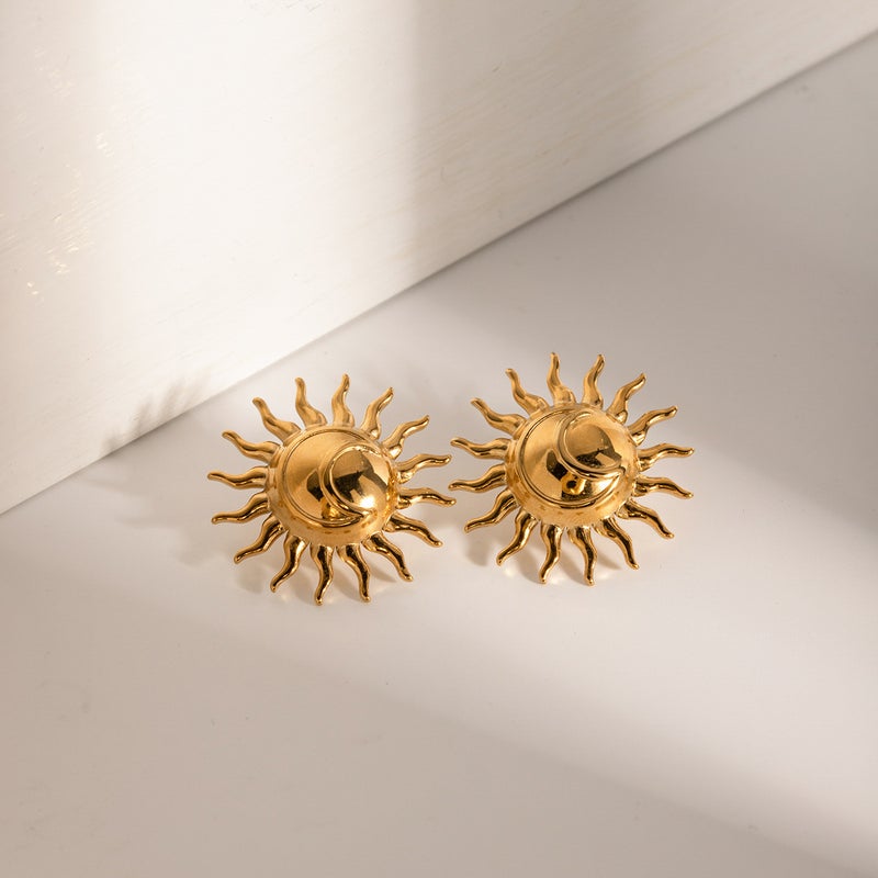 ofeankri INS New 18K Gold Stainless Steel Octagram Clip-On Earrings - Stylish and Unique Gift for Women - Image 4