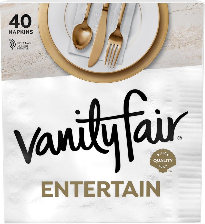 Vanity Fair Entertain Paper Napkins, 40 Count, Disposable Napkins Made For Entertaining And Events - Image 1