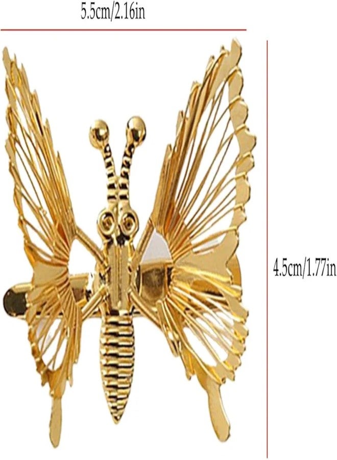 QYNSIK 3Pcs Gold 3D Butterfly Hair Clips for Women & Girls – Metal Moving Wings Barrettes with Hollow Glitter Design, 90s Vintage Butterfly Hair Accessories, Decorative Hair Pins - Image 4