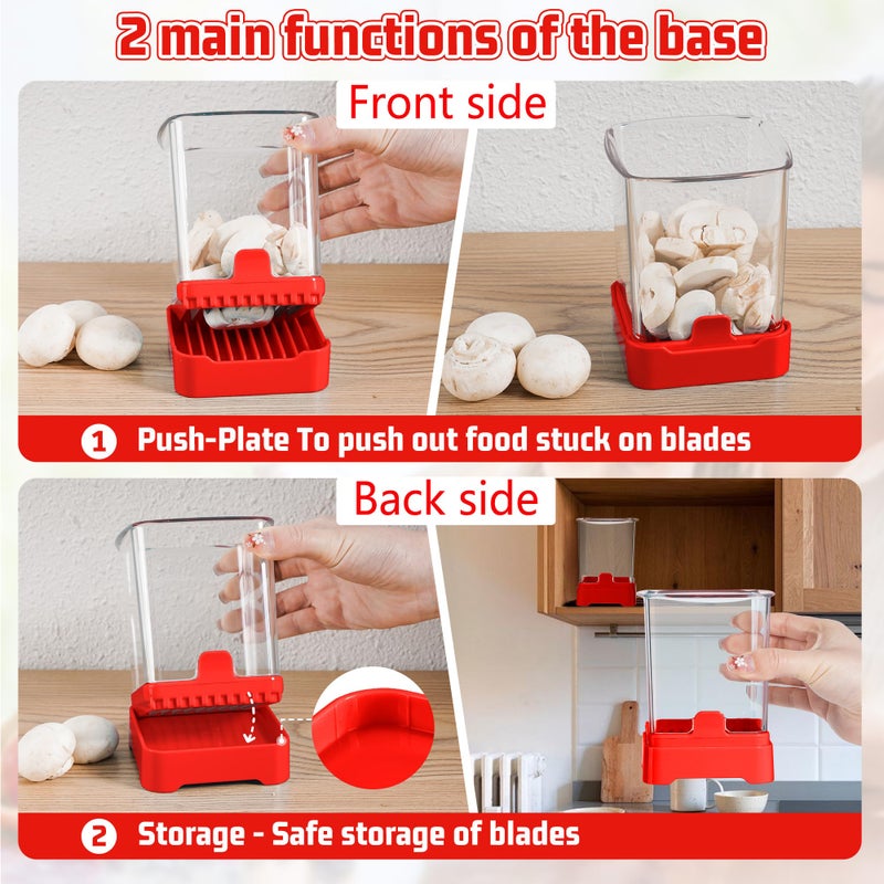 GENGCANG 3-in-1 Strawberry Banana Egg Slicer Cup | Detachable Fruit Cutter with Push Plate for Effortlessly Safe Slicing | Quick Meal Prep & Snacks Kitchen Gadget (Red) - Image 3