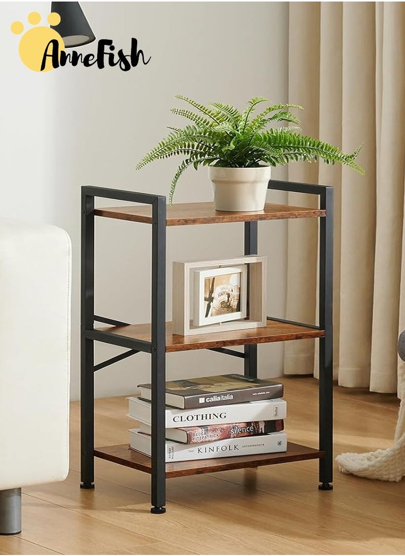 AnneFish 3Tier Storage Shelves Kitchen Bakers Rack with Storage Cabinet Cupboard Organizer Bookcase Microwave Oven Stand for Living Room And Kitchen Bookshelf Easy Assembly MDF Material Brown 60x30x78 cm  - Image 1