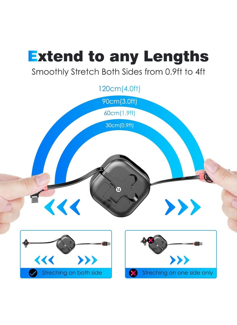Multi Charging Cable, Retractable Multi Charging Cord 3 in 1 Fast Charger Cord, Multi Charging Adapter and Mobile Phone Holder