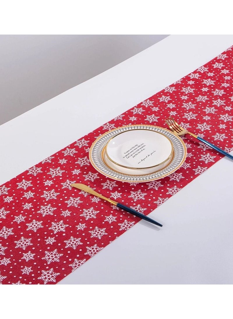 ACLIX - Long Table Cloth Runners Merry Christmas Tree and Snowflake Print Round Table Decorations for Birthday Parties Banquets(28x270CM) - Image 1