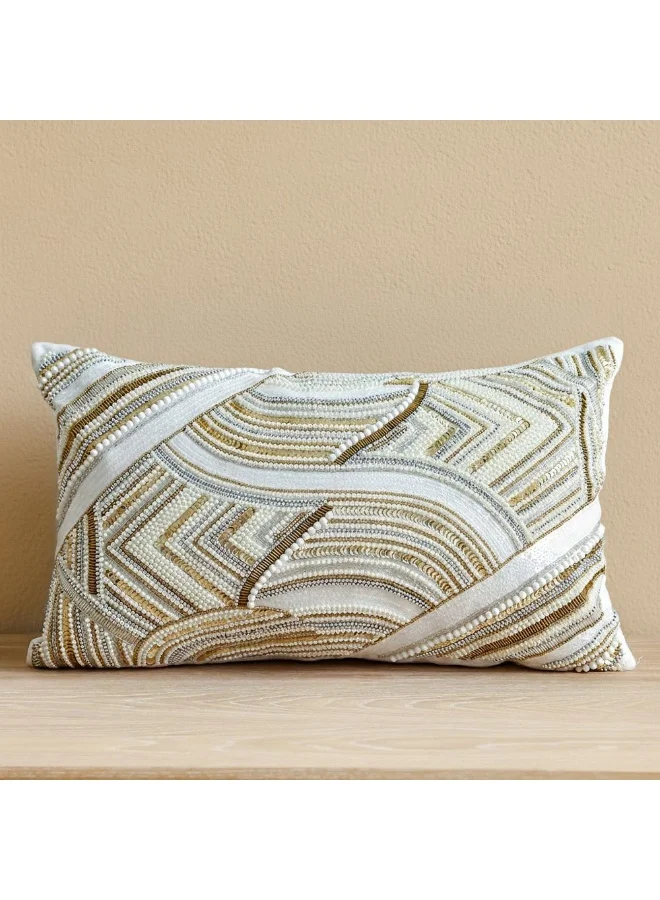 DANUBE HOME Royal Cushion Cover 30x50cm White Gold Decorative Pillow