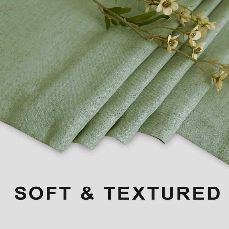 Koufall Sage Green Green Proof Linen Fabric Startain 72 × 96 بوصة الطول - Image 5