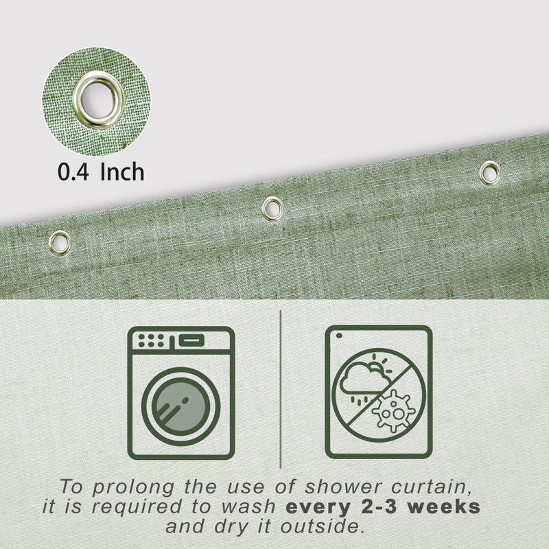 Koufall Sage Green Green Proof Linen Fabric Startain 72 × 96 بوصة الطول - Image 3