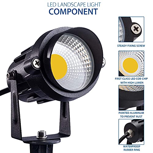 SUNVIE 12W LED Landscape Lights Low Voltage (AC/DC 12V) Waterproof Garden Pathway Lights Super Warm White (900LM) Walls Trees Flags Outdoor Spotlights with Spike Stand (8 Pack) - Image 5