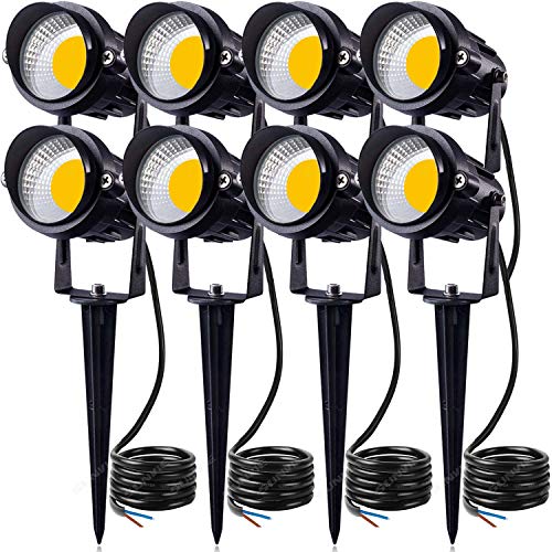 SUNVIE 12W LED Landscape Lights Low Voltage (AC/DC 12V) Waterproof Garden Pathway Lights Super Warm White (900LM) Walls Trees Flags Outdoor Spotlights with Spike Stand (8 Pack) - Image 1