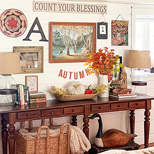 Phliofd 4Pcs Artificial Maple Leaves Branches 21.6in Fake Fall Leaves Stems Plants Outdoor Greenery for Home Kitchen Farmhouse Thanksgiving Table Centerpiece Fireplace Halloween Décor Orange - Image 5