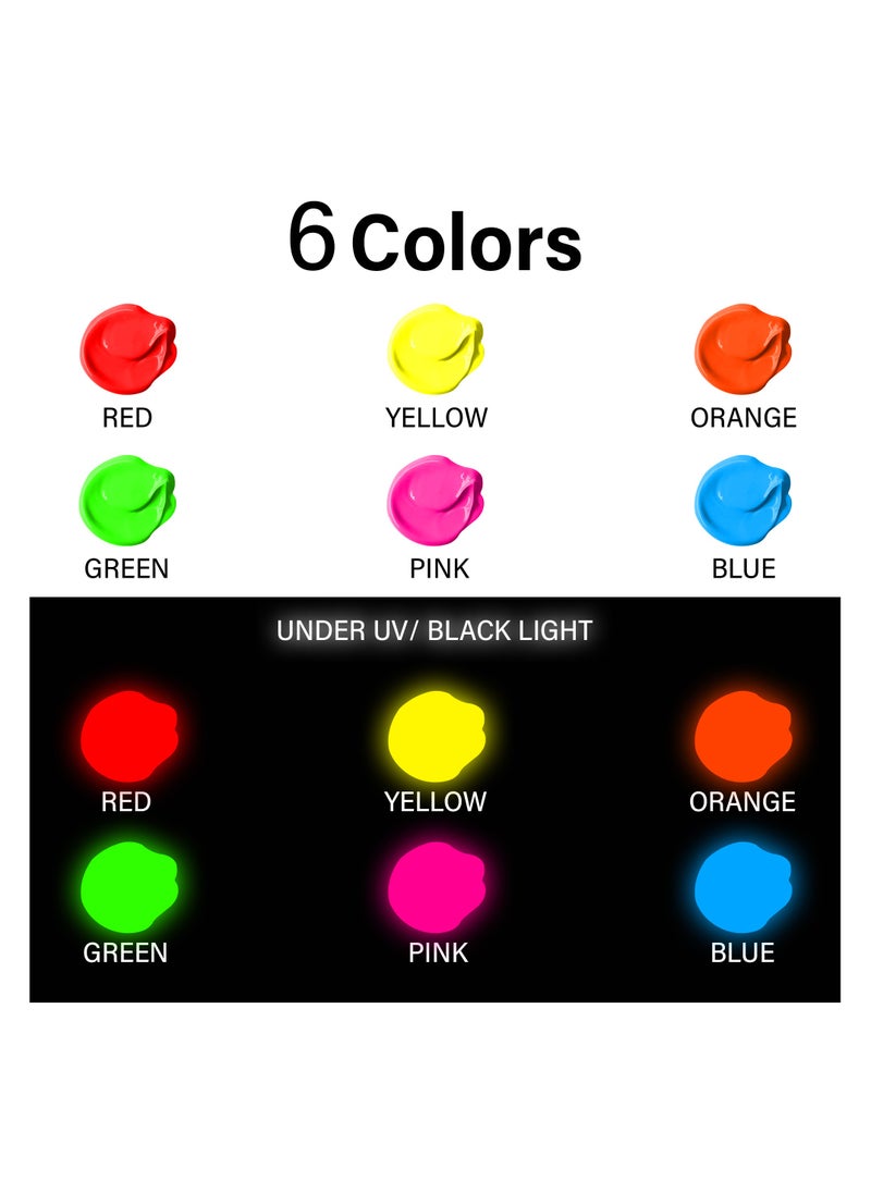 Bluebird  Acrylic Paint Neon Colors Student DIY Painting Pack Non-Toxic Art & Craft for Artists, Kids, Adults & Hobby Painters Set of 6 x 100 ml  - Image 2