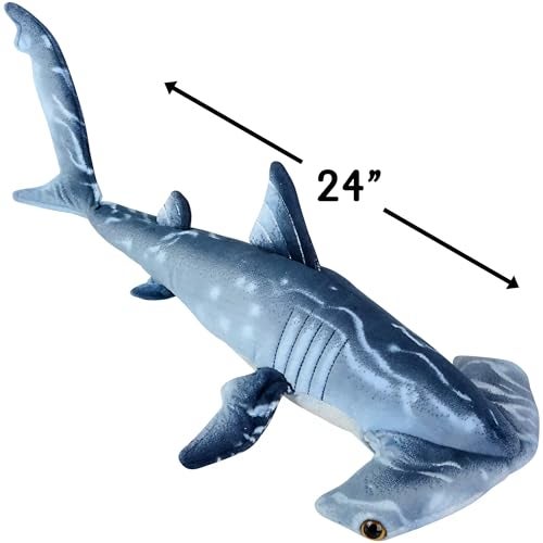 Adventure Planet Blue Printed Hammerhead Shark Plush Toy 24 Inches Long - Image 3