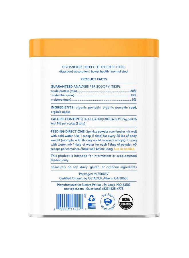 Native Pet Pumpkin for Dogs - Organic Powder Pumpkin Puree Dog Food Toppers -Rich in Fiber Supplement Powder Helps with Digestion, Nutrient Absorption, Diarrhea, Constipation & Upset Stomach-60 Scoops - Image 5